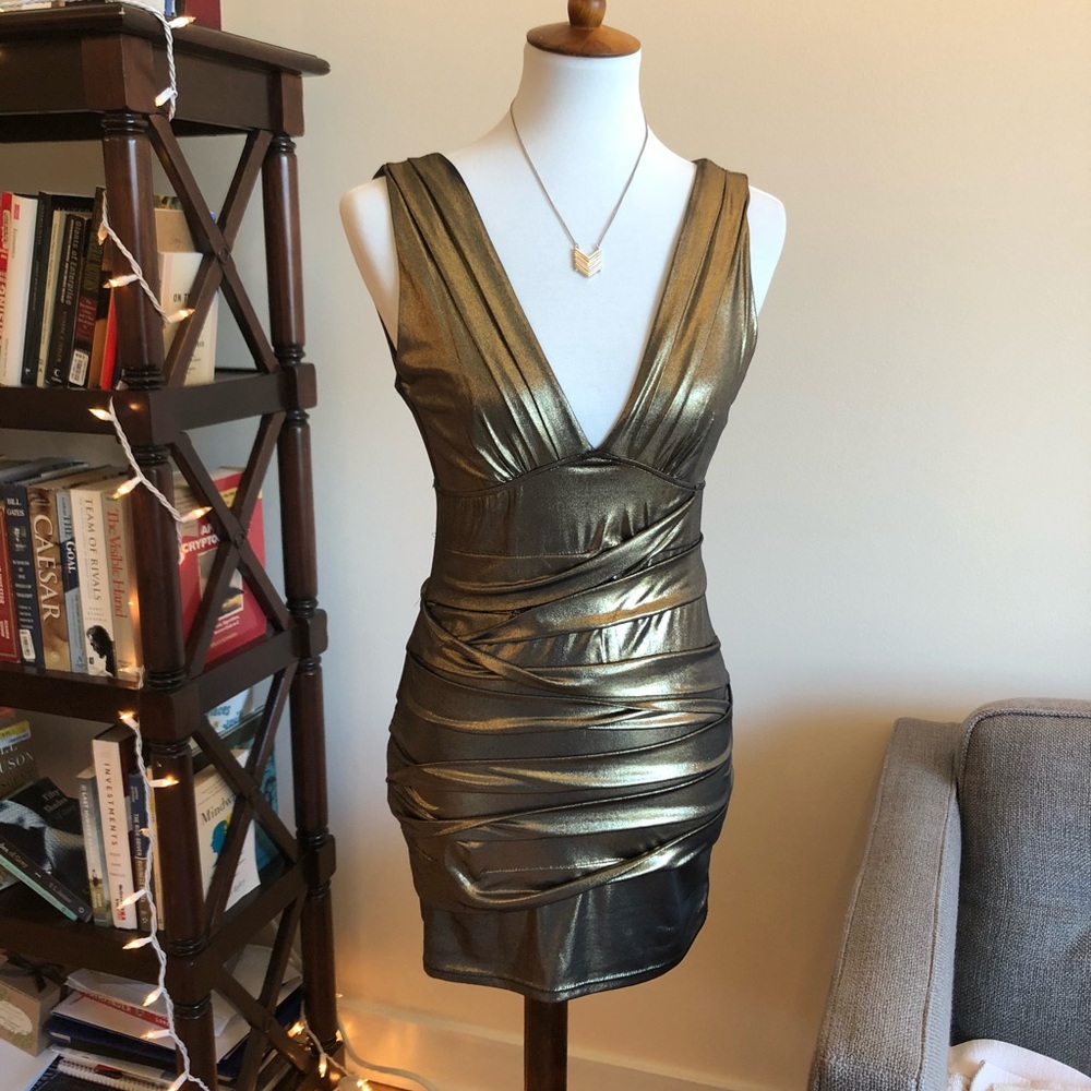 Gold metallic layered Forever 21 party dress